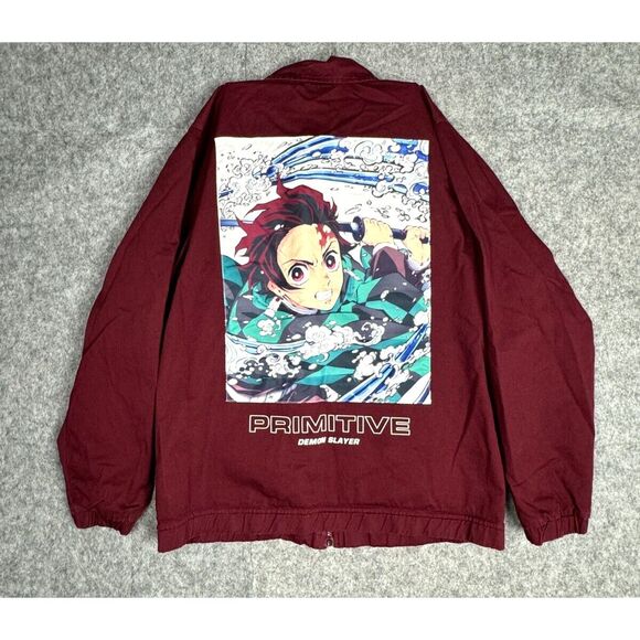 Primitive | Jackets & Coats | Primitive X Demon Slayer Jacket Mens Large Burgundy Tanjiro Kamado ...